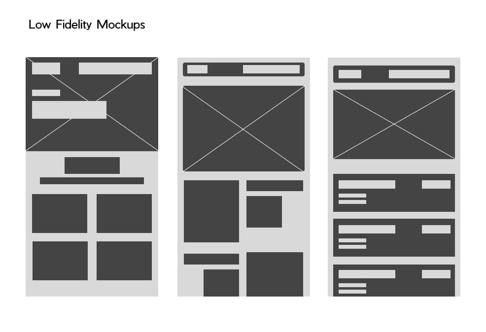Figma low mockups of Hiro